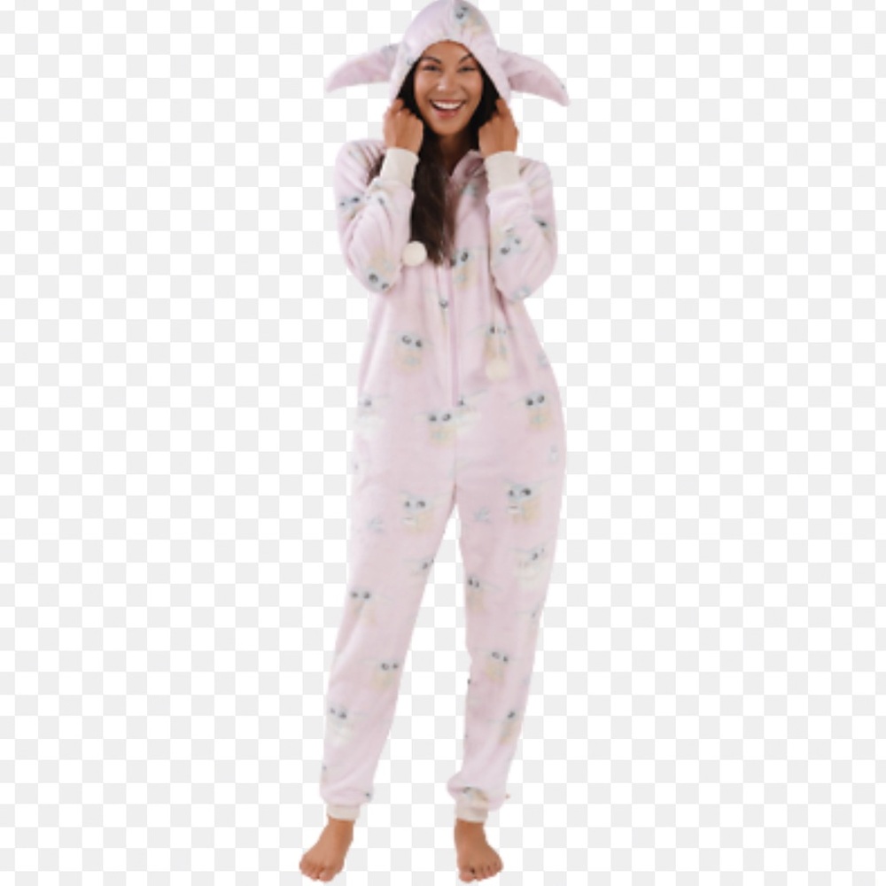MUNKI MUNKI The Child Baby Yoda Plush One-Piece Zip-Up Hooded Pajama L